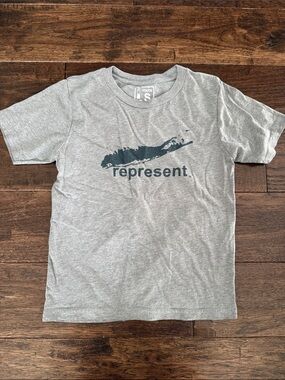 Youth Long Island ‘Represent' Graphic Tee - Gray with Navy Print